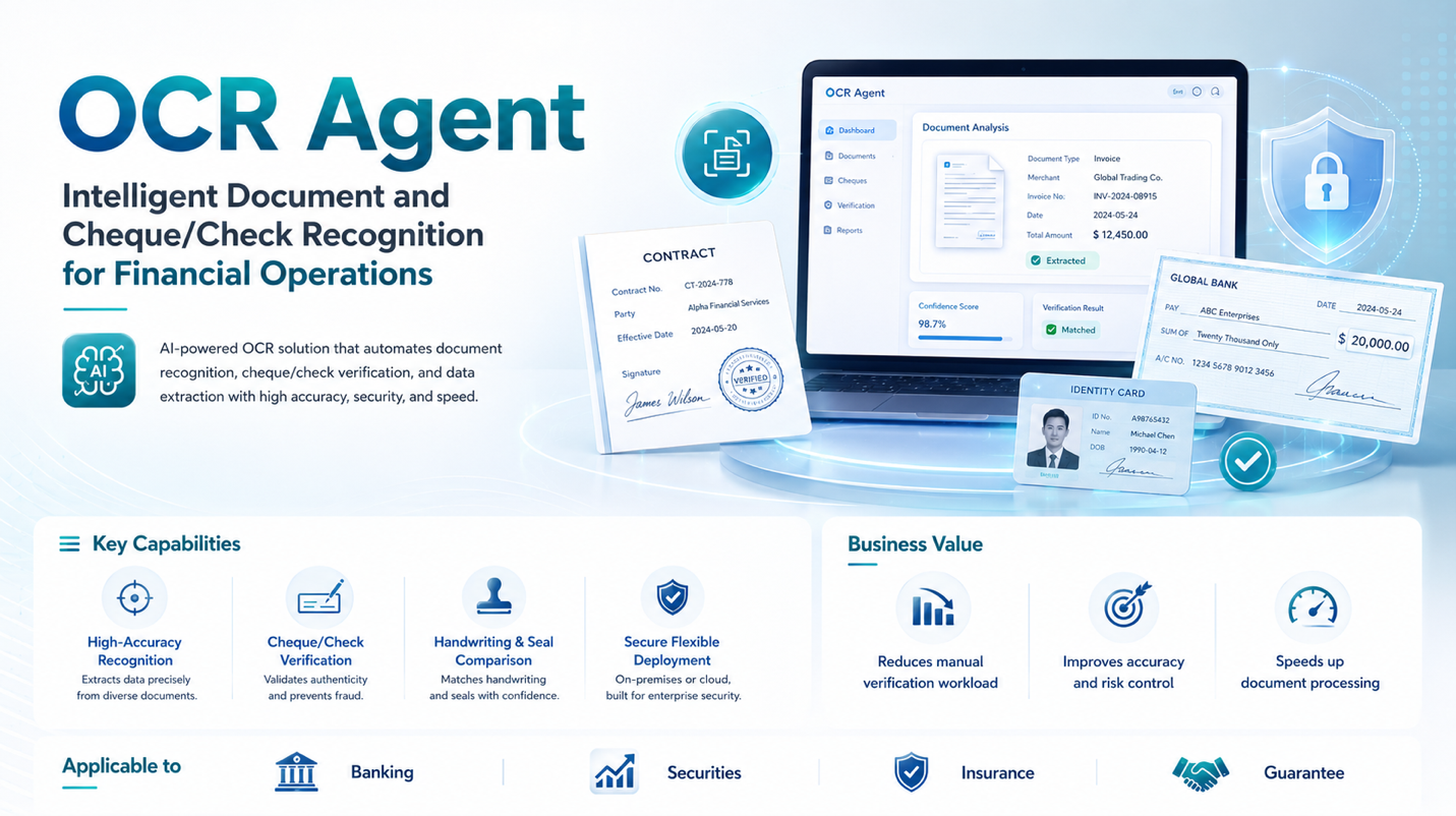 OCR Agent: Intelligent Document and Check Recognition for Financial Operations